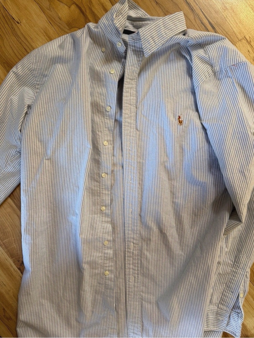 Ralph Lauren Light Blue & White Striped Button-Down Shirt